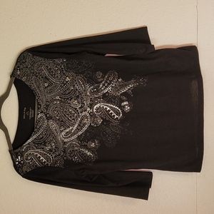 White Stag, Vintage, Black, Grey, Silver, Large, Woman, Top